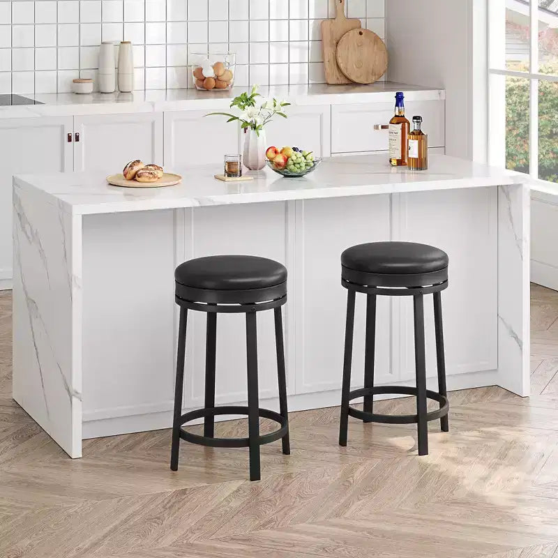 COZONY Swivel Bar Stools Set, Counter Height Adjustable Stools, Kitchen Island Stools for Breakfast Nook, Home Bar, Counter Dining