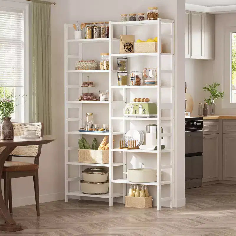 41-Étagère de bibliothèque avec 12 tablettes ouvertes, unité de rangement en bambou