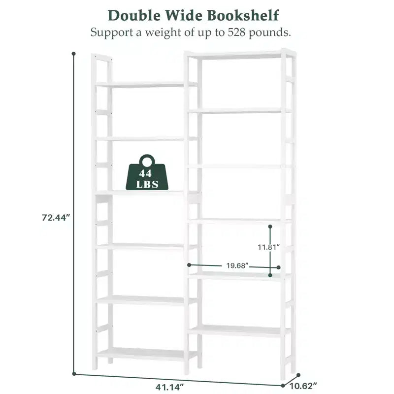 41-Étagère de bibliothèque avec 12 tablettes ouvertes, unité de rangement en bambou