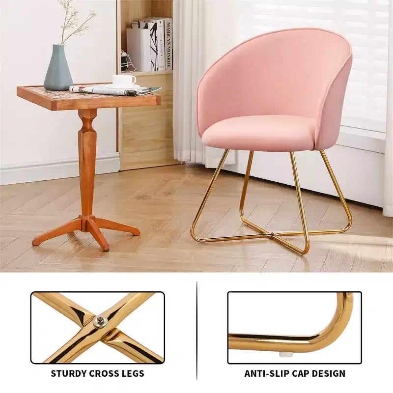 Furniliving Velvet Vanity Chair with Back, Modern Accent Chair for Vanity, Upholstered Makeup Stoolfor Bedroom, Living Room, Dressing Room