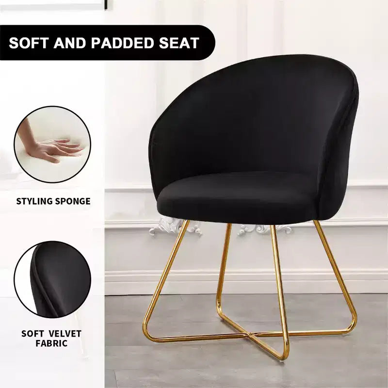 Furniliving Velvet Vanity Chair with Back, Modern Accent Chair for Vanity, Upholstered Makeup Stoolfor Bedroom, Living Room, Dressing Room
