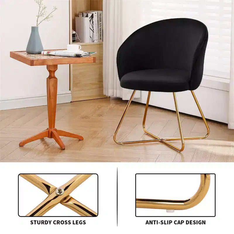 Furniliving Velvet Vanity Chair with Back, Modern Accent Chair for Vanity, Upholstered Makeup Stoolfor Bedroom, Living Room, Dressing Room