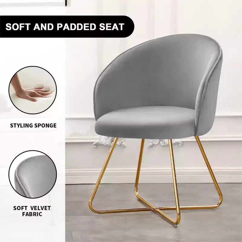 Furniliving Velvet Vanity Chair with Back, Modern Accent Chair for Vanity, Upholstered Makeup Stoolfor Bedroom, Living Room, Dressing Room