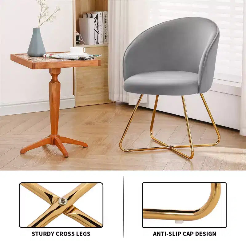 Furniliving Velvet Vanity Chair with Back, Modern Accent Chair for Vanity, Upholstered Makeup Stoolfor Bedroom, Living Room, Dressing Room