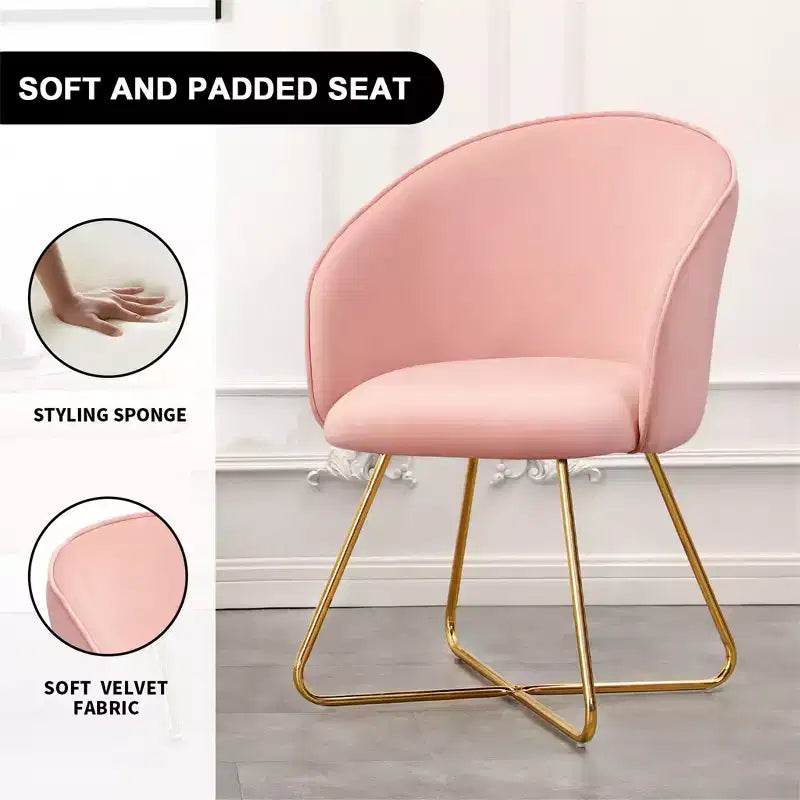 Furniliving Velvet Vanity Chair with Back, Modern Accent Chair for Vanity, Upholstered Makeup Stoolfor Bedroom, Living Room, Dressing Room