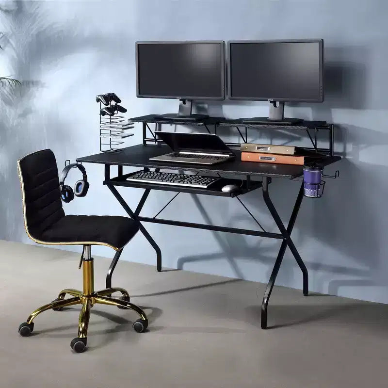 Bureau réglable en hauteur en acier noir de 45 po sans rangement