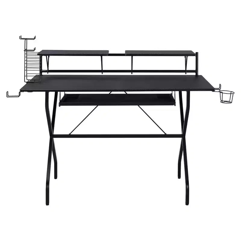 Bureau réglable en hauteur en acier noir de 45 po sans rangement