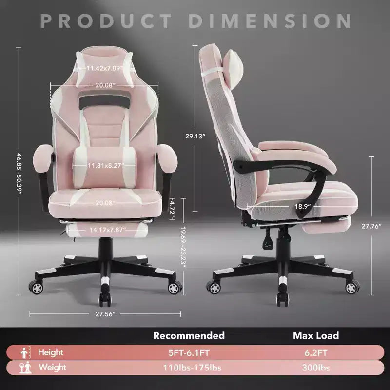 Big and Tall Office Chair, High Back Leather Gaming Chair with Footrest, Ergonomic Computer Chair w/Lumbar Support & Headrest, 360 Swivel Base