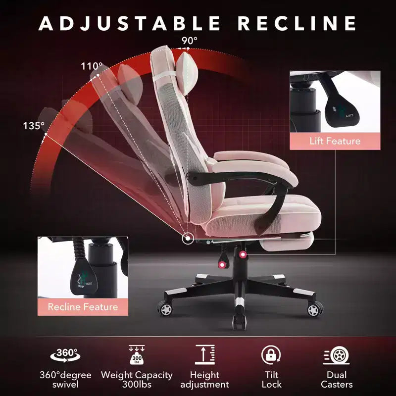 Big and Tall Office Chair, High Back Leather Gaming Chair with Footrest, Ergonomic Computer Chair w/Lumbar Support & Headrest, 360 Swivel Base