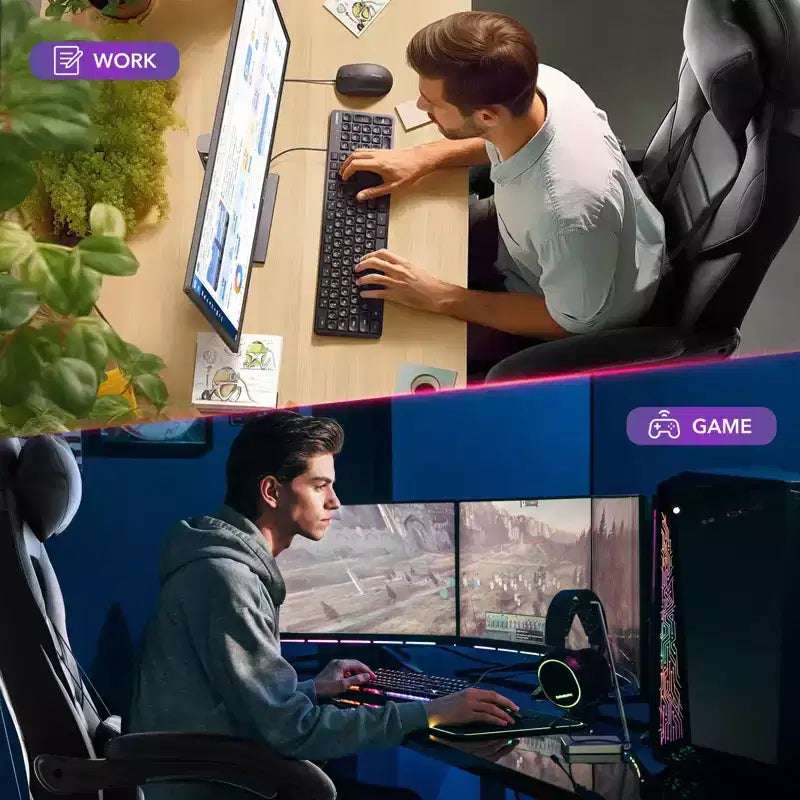 Big and Tall Office Chair, High Back Leather Gaming Chair with Footrest, Ergonomic Computer Chair w/Lumbar Support & Headrest, 360 Swivel Base