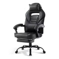 Big and Tall Office Chair, High Back Leather Gaming Chair with Footrest, Ergonomic Computer Chair w/Lumbar Support & Headrest, 360 Swivel Base