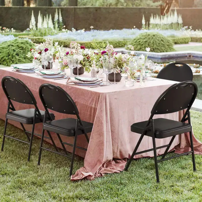 Lot de 4 chaises pliantes noires, ensemble de 4 chaises pliantes avec assise rembourrée, chaises de salle à manger pliantes en tissu coton-lin pour invités, cuisine, bureau