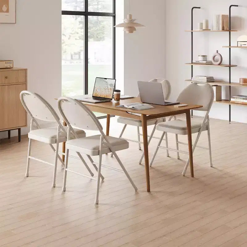 Lot de 4 chaises pliantes noires, ensemble de 4 chaises pliantes avec assise rembourrée, chaises de salle à manger pliantes en tissu coton-lin pour invités, cuisine, bureau
