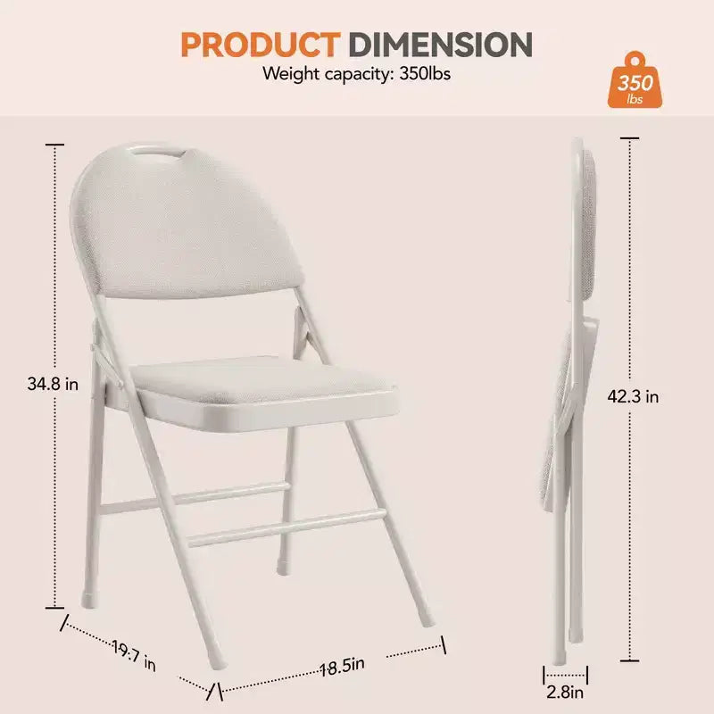 Lot de 4 chaises pliantes noires, ensemble de 4 chaises pliantes avec assise rembourrée, chaises de salle à manger pliantes en tissu coton-lin pour invités, cuisine, bureau