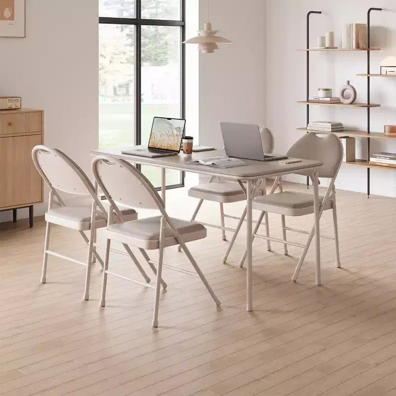 Lot de 4 chaises pliantes noires, ensemble de 4 chaises pliantes avec assise rembourrée, chaises de salle à manger pliantes en tissu coton-lin pour invités, cuisine, bureau