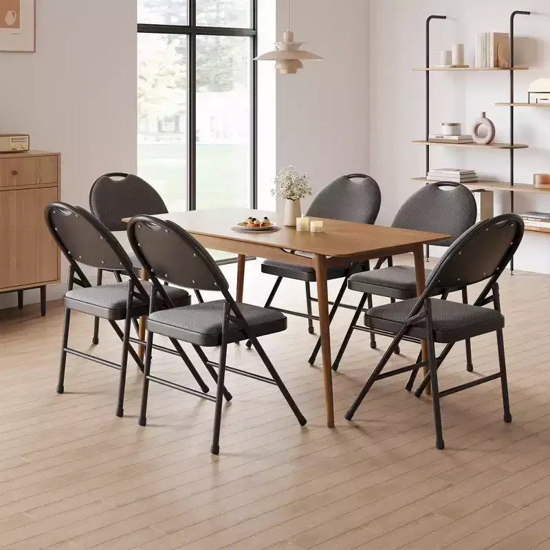 Lot de 4 chaises pliantes noires, ensemble de 4 chaises pliantes avec assise rembourrée, chaises de salle à manger pliantes en tissu coton-lin pour invités, cuisine, bureau