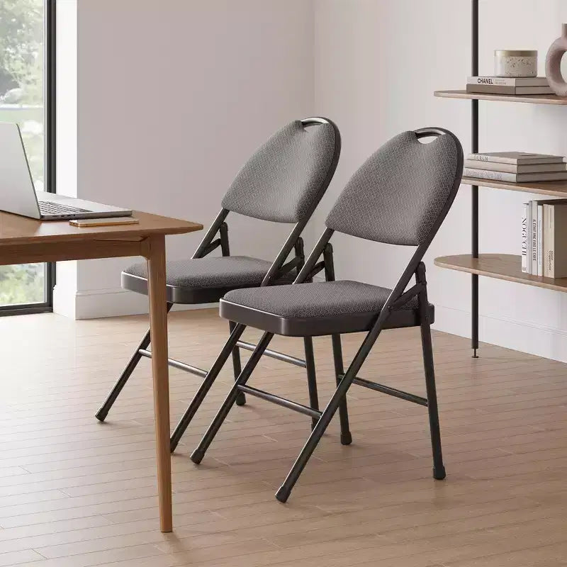 Lot de 4 chaises pliantes noires, ensemble de 4 chaises pliantes avec assise rembourrée, chaises de salle à manger pliantes en tissu coton-lin pour invités, cuisine, bureau