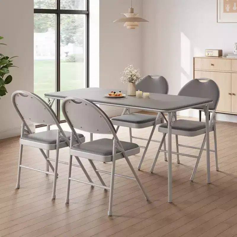 Lot de 4 chaises pliantes noires, ensemble de 4 chaises pliantes avec assise rembourrée, chaises de salle à manger pliantes en tissu coton-lin pour invités, cuisine, bureau