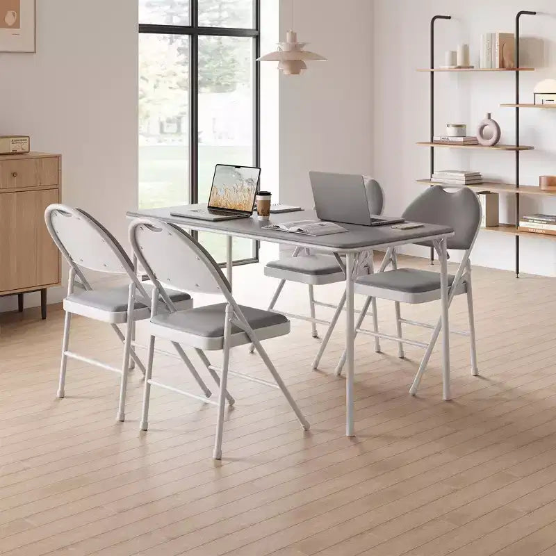 Lot de 4 chaises pliantes noires, ensemble de 4 chaises pliantes avec assise rembourrée, chaises de salle à manger pliantes en tissu coton-lin pour invités, cuisine, bureau
