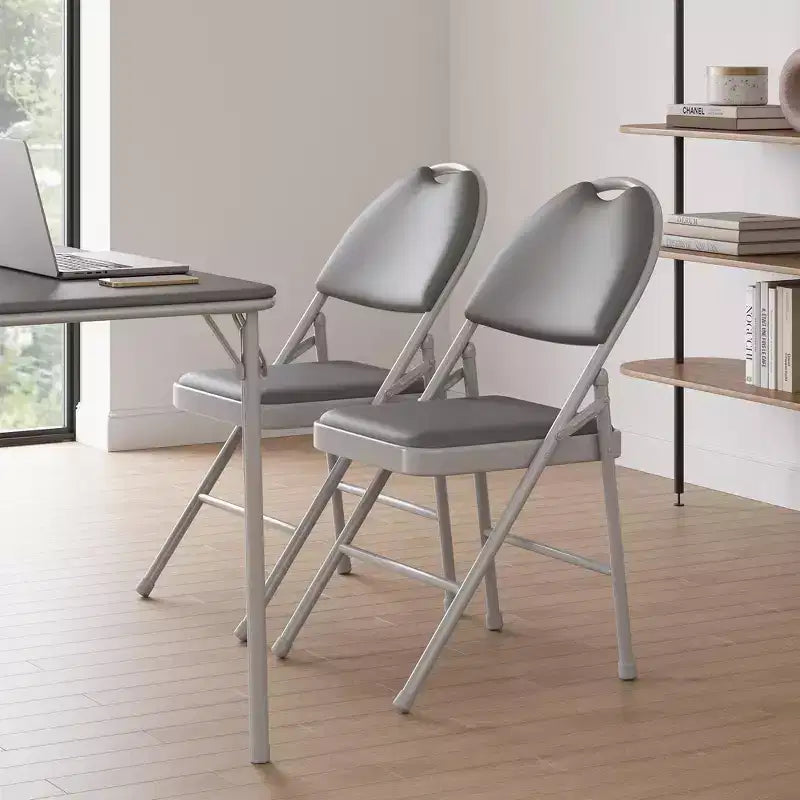 Lot de 4 chaises pliantes noires, ensemble de 4 chaises pliantes avec assise rembourrée, chaises de salle à manger pliantes en tissu coton-lin pour invités, cuisine, bureau