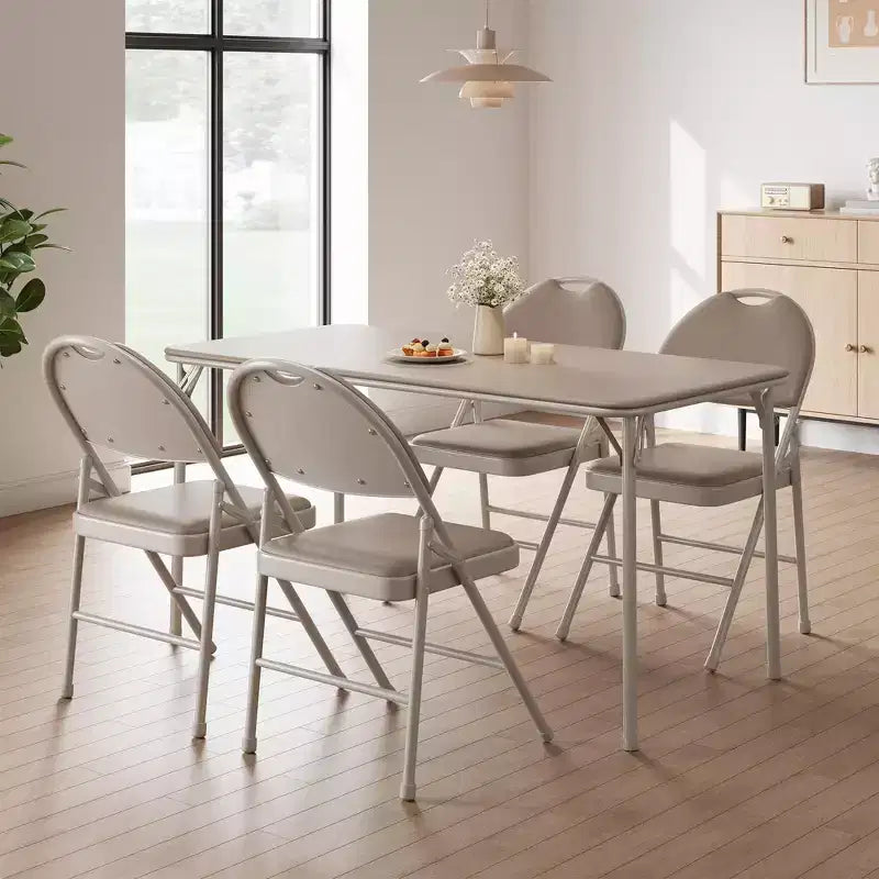 Lot de 4 chaises pliantes noires, ensemble de 4 chaises pliantes avec assise rembourrée, chaises de salle à manger pliantes en tissu coton-lin pour invités, cuisine, bureau