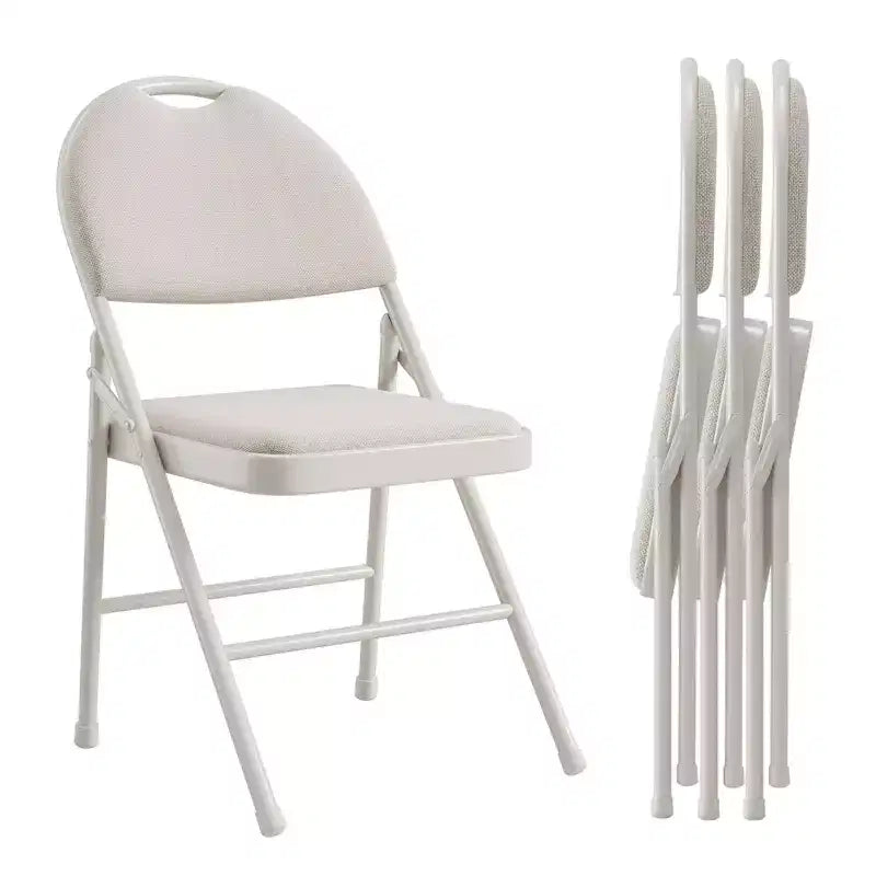 Lot de 4 chaises pliantes noires, ensemble de 4 chaises pliantes avec assise rembourrée, chaises de salle à manger pliantes en tissu coton-lin pour invités, cuisine, bureau