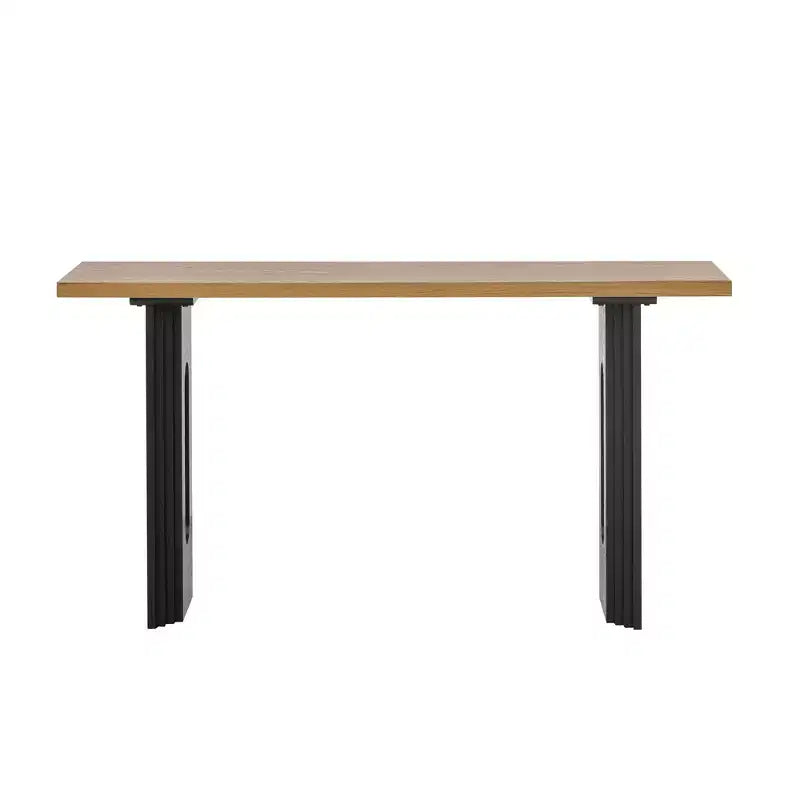 Console unique avec pieds ronds creux, Table d'entrée moderne en bois pour salon et entrée