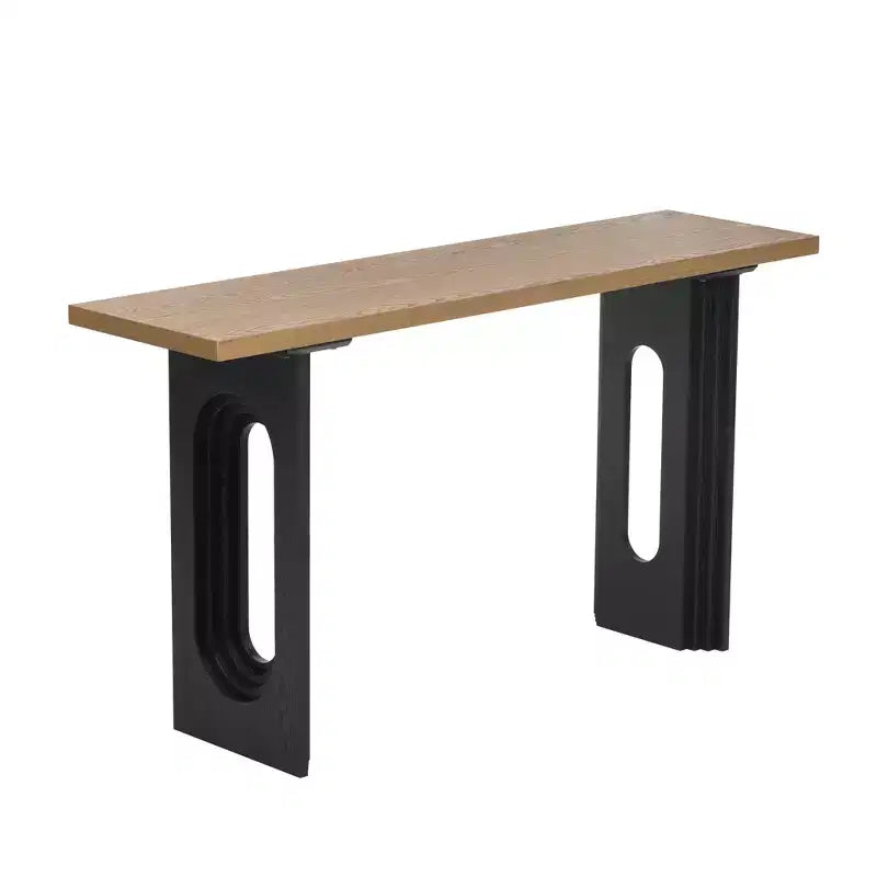 Console unique avec pieds ronds creux, Table d'entrée moderne en bois pour salon et entrée