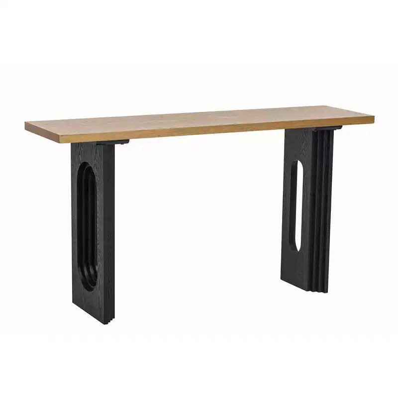 Console unique avec pieds ronds creux, Table d'entrée moderne en bois pour salon et entrée