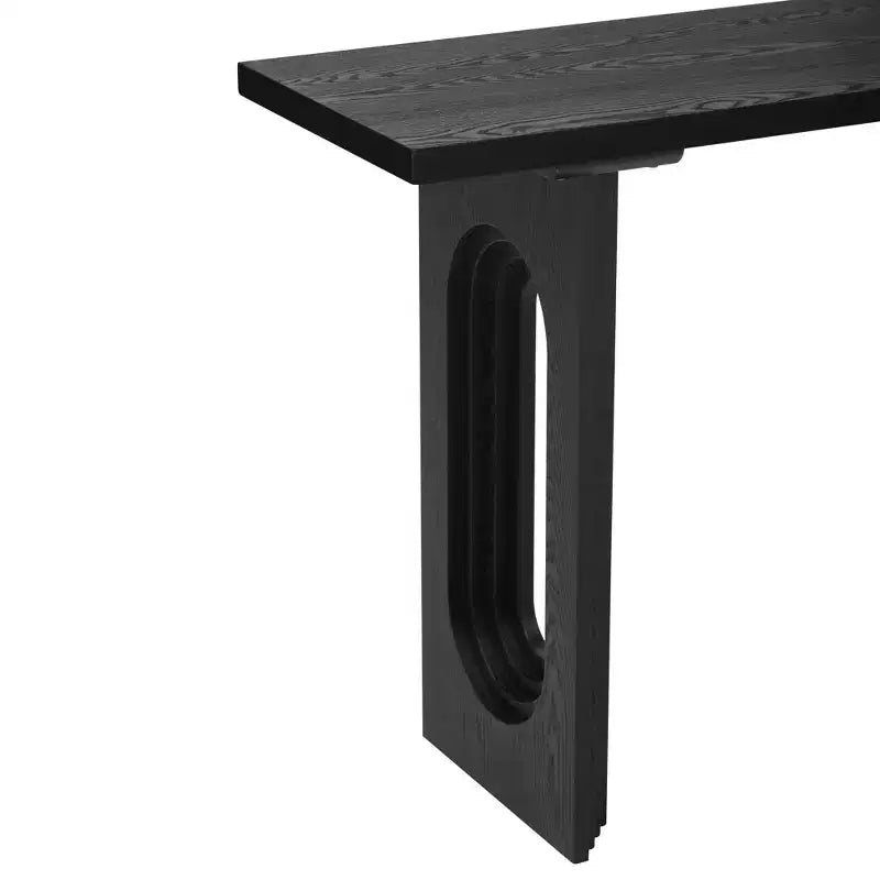 Console unique avec pieds ronds creux, Table d'entrée moderne en bois pour salon et entrée