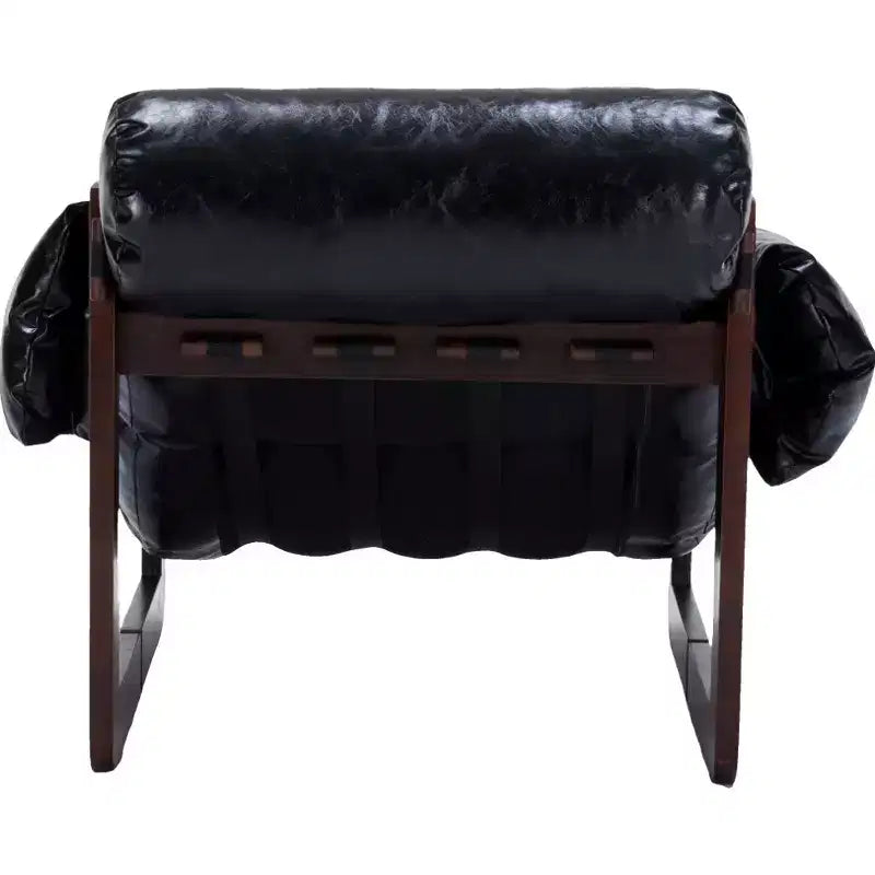 Zeus & Ruta Modern Vintage Leather Accent Chair with Removable Armrests for Living Room, Study, Office