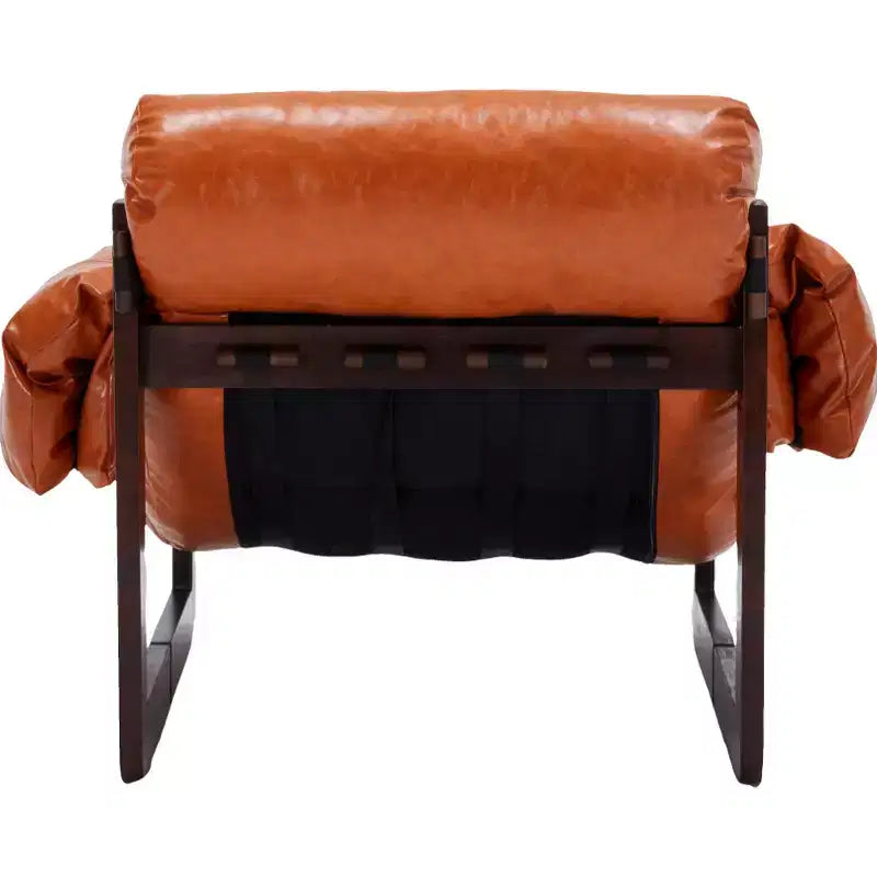 Zeus & Ruta Modern Vintage Leather Accent Chair with Removable Armrests for Living Room, Study, Office