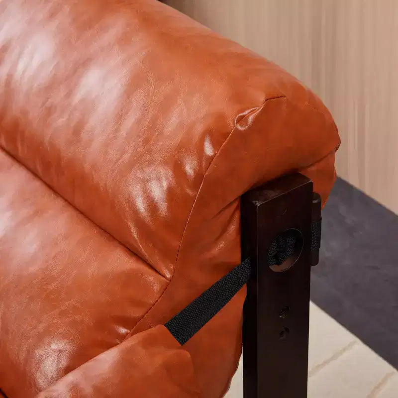 Zeus & Ruta Modern Vintage Leather Accent Chair with Removable Armrests for Living Room, Study, Office