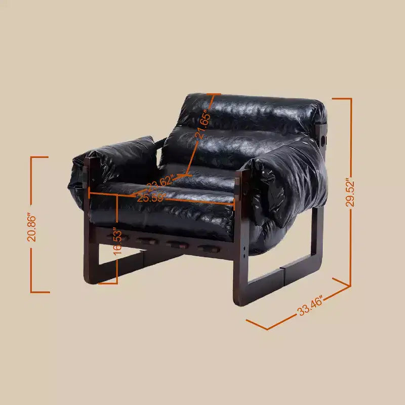 Zeus & Ruta Modern Vintage Leather Accent Chair with Removable Armrests for Living Room, Study, Office