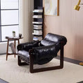 Zeus & Ruta Modern Vintage Leather Accent Chair with Removable Armrests for Living Room, Study, Office