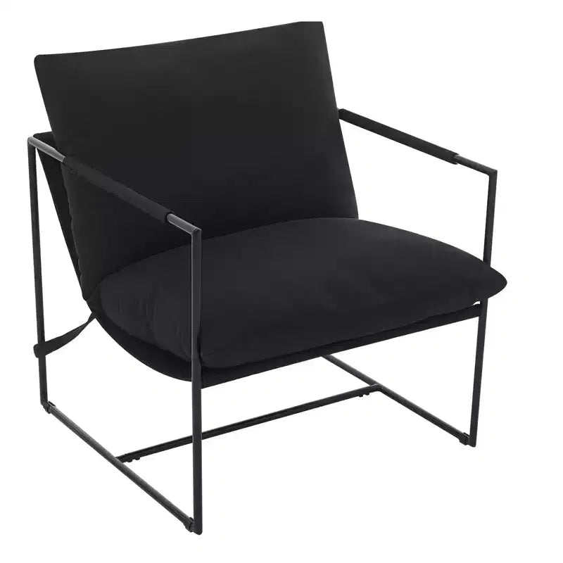 Fauteuil d'appoint Sling avec cadre en métal, fauteuil de salon moderne et confortable, fauteuil de lecture rembourré avec coussin en mousse déchiquetée, fauteuil surdimensionné et confortable
