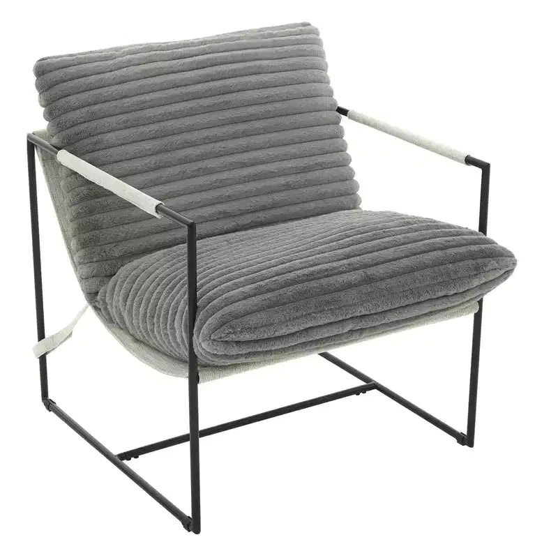 Fauteuil d'appoint Sling avec cadre en métal, fauteuil de salon moderne et confortable, fauteuil de lecture rembourré avec coussin en mousse déchiquetée, fauteuil surdimensionné et confortable