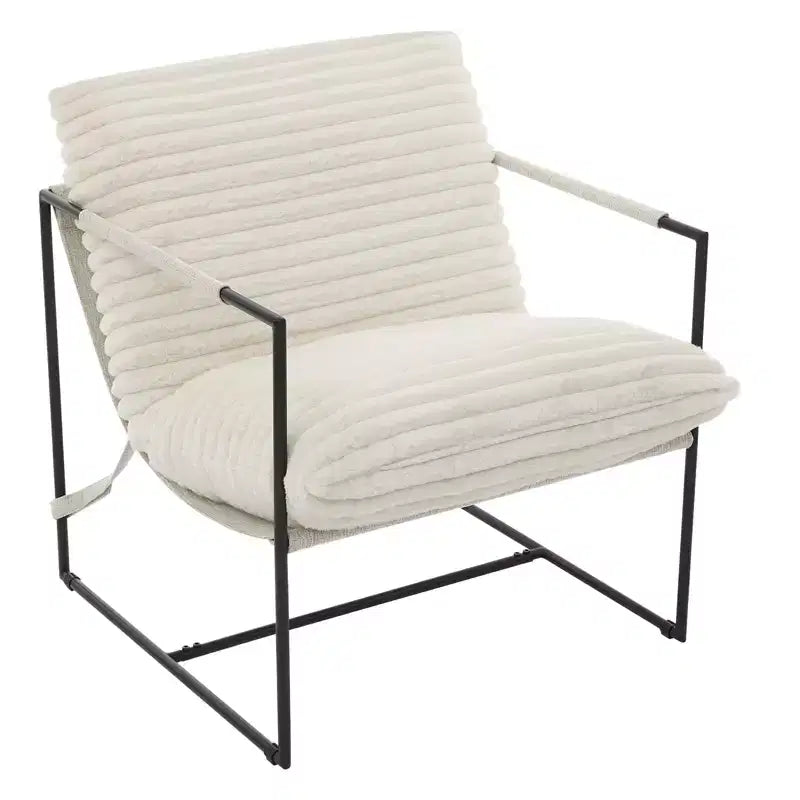 Fauteuil d'appoint Sling avec cadre en métal, fauteuil de salon moderne et confortable, fauteuil de lecture rembourré avec coussin en mousse déchiquetée, fauteuil surdimensionné et confortable