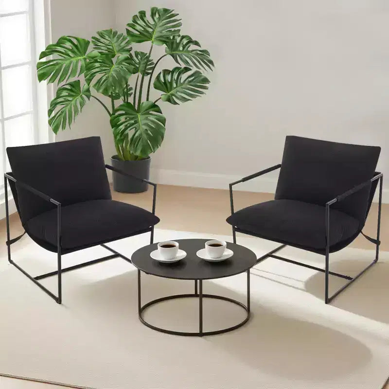 Fauteuil d'appoint Sling avec cadre en métal, fauteuil de salon moderne et confortable, fauteuil de lecture rembourré avec coussin en mousse déchiquetée, fauteuil surdimensionné et confortable