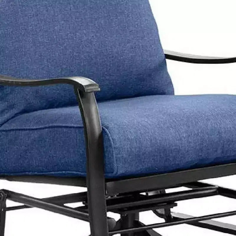 Ensemble de 2 fauteuils pivotants et inclinables Royal Hampton, coussins bleu marine, métal noir
