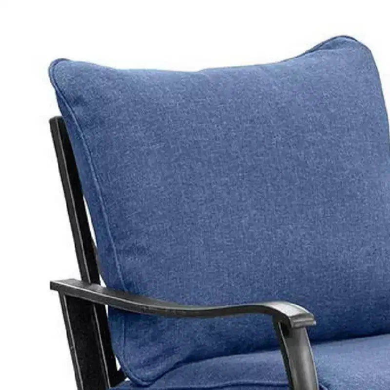 Ensemble de 2 fauteuils pivotants et inclinables Royal Hampton, coussins bleu marine, métal noir