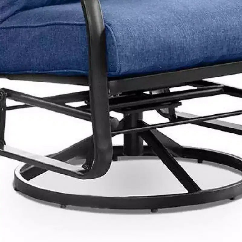 Ensemble de 2 fauteuils pivotants et inclinables Royal Hampton, coussins bleu marine, métal noir