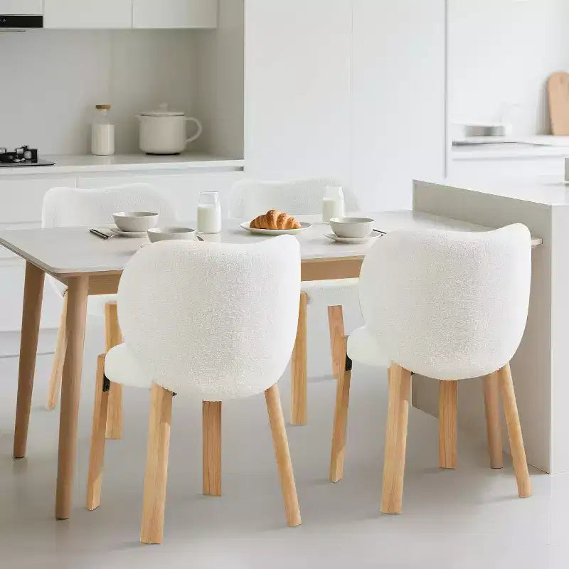 Makeup Chair Comfy Accent Chair, Plush Teddy Fabric, Cute Vanity Chair for Home Office, Bedroom, Dressing Room-2 PCS