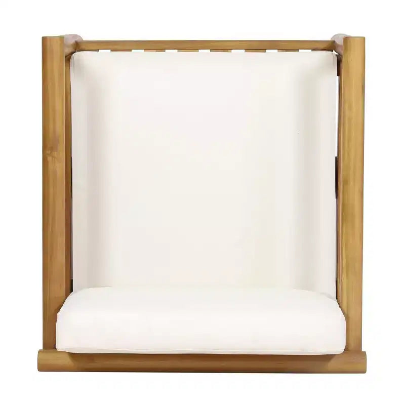 Fauteuil d'appoint Homy Casa en bois d'acacia avec assise et dossier rembourrés, naturel