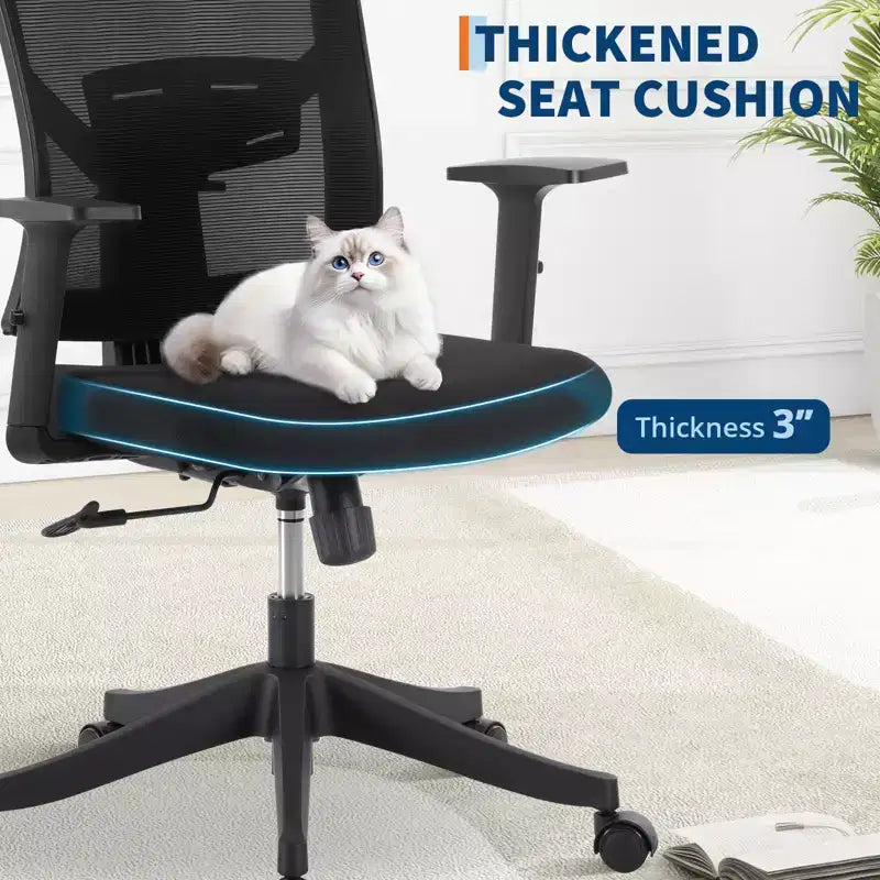 Chaise de bureau ergonomique à dossier haut, support lombaire et appui-tête réglables, chaise pivotante avec accoudoirs relevables, chaise de bureau en maille réglable en hauteur et inclinable