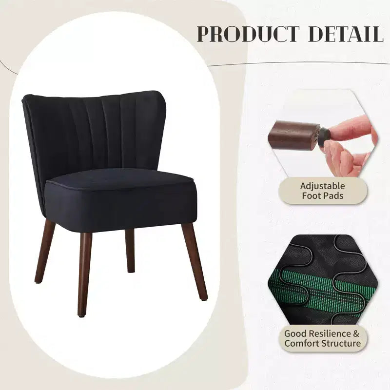 COZONY Fauteuil d'appoint moderne en velours, chaise rembourrée sans accoudoirs, dossier haut, pieds en bois robustes pour salon, chambre, bureau, coiffeuse