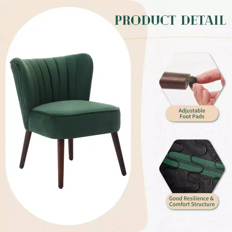 COZONY Fauteuil d'appoint moderne en velours, chaise rembourrée sans accoudoirs, dossier haut, pieds en bois robustes pour salon, chambre, bureau, coiffeuse