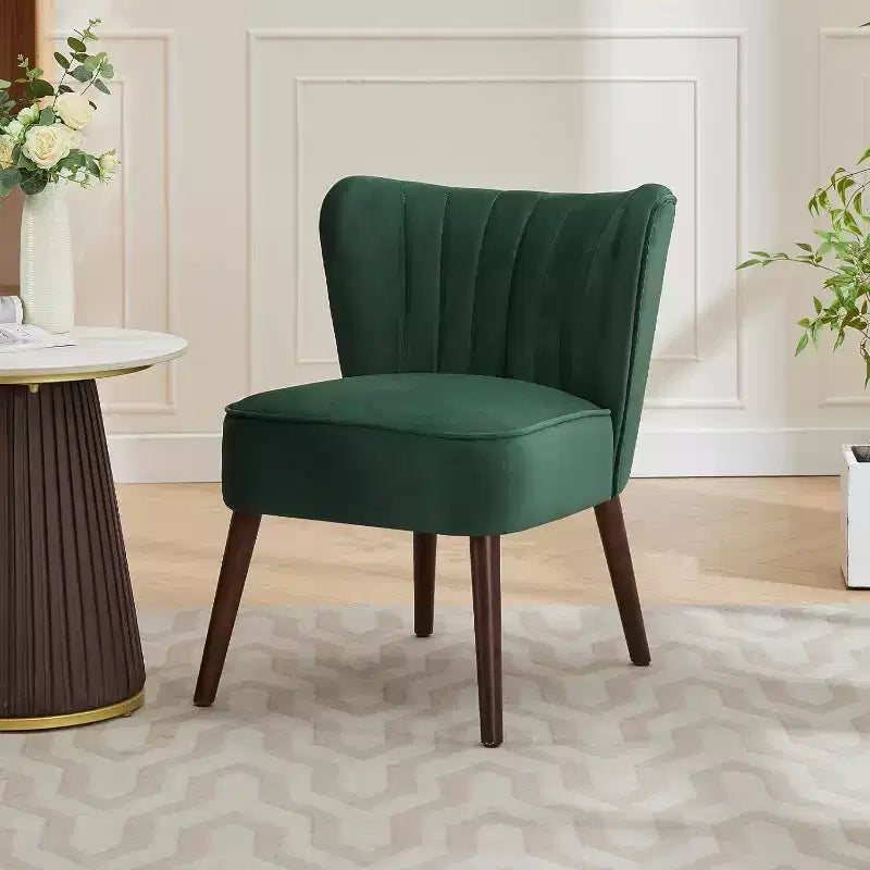COZONY Fauteuil d'appoint moderne en velours, chaise rembourrée sans accoudoirs, dossier haut, pieds en bois robustes pour salon, chambre, bureau, coiffeuse