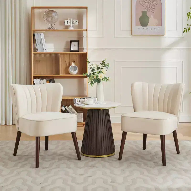 COZONY Fauteuil d'appoint moderne en velours, chaise rembourrée sans accoudoirs, dossier haut, pieds en bois robustes pour salon, chambre, bureau, coiffeuse