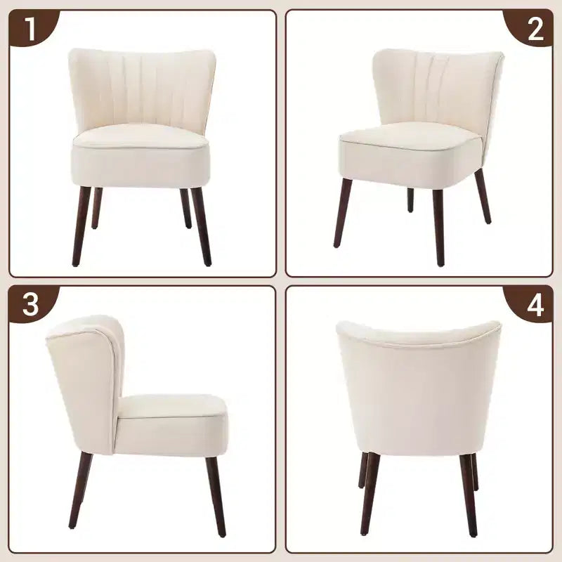 COZONY Fauteuil d'appoint moderne en velours, chaise rembourrée sans accoudoirs, dossier haut, pieds en bois robustes pour salon, chambre, bureau, coiffeuse